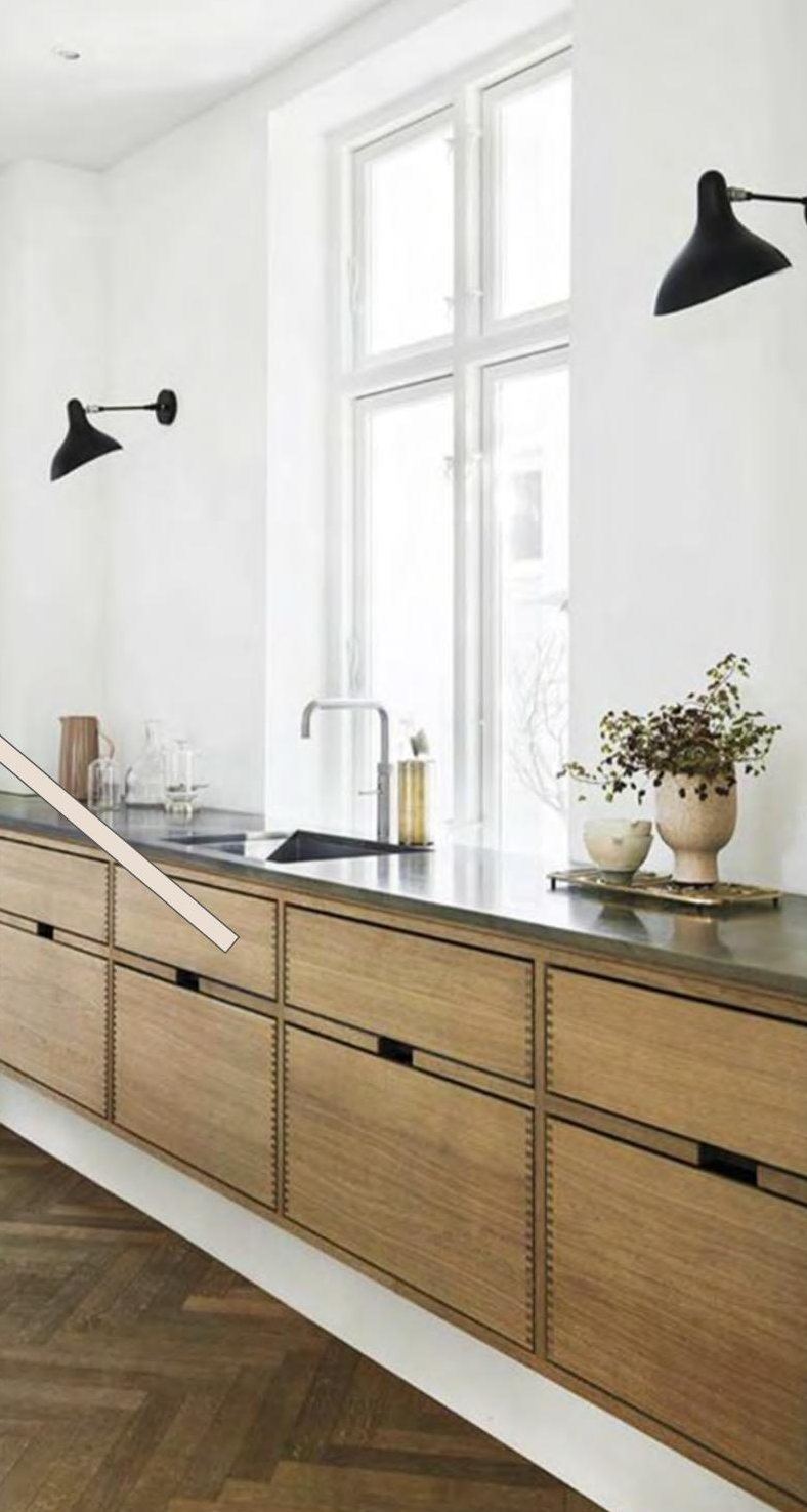 Kitchen run, walnut on herringbone oak