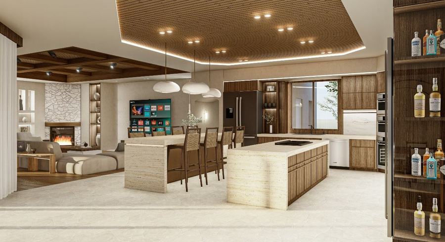 Kitchen and living together