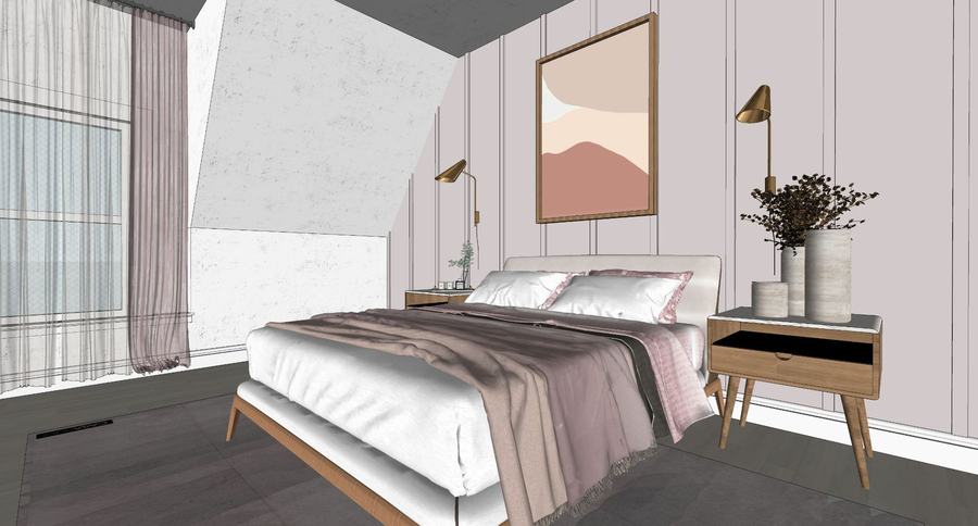 Bedroom 3, salmon scheme