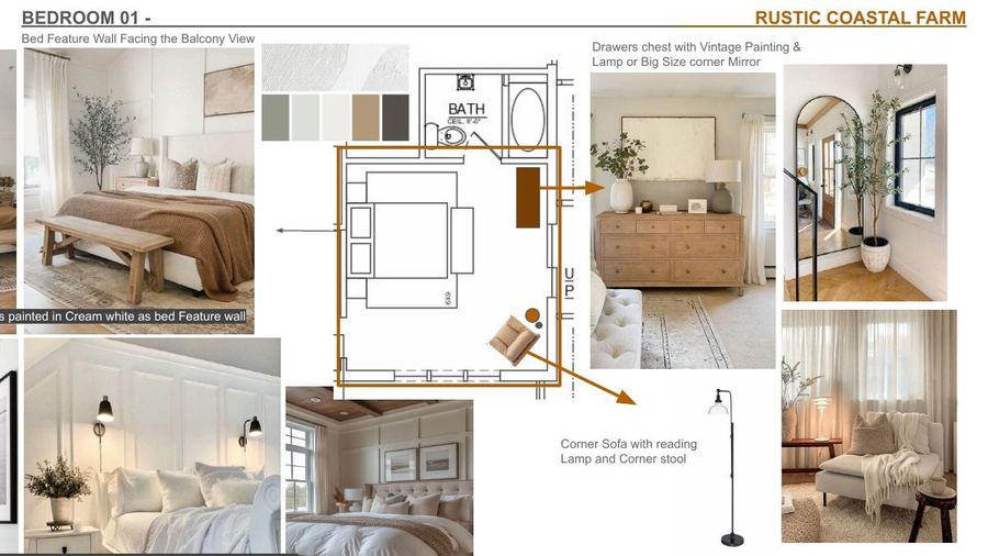 Bedroom 1, coastal greens