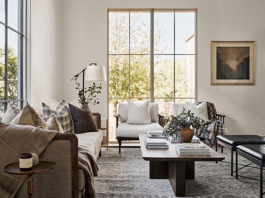 Living room, classical fireplace