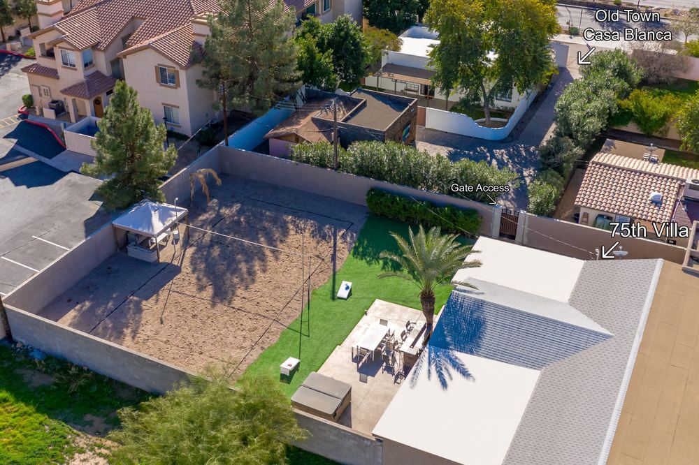 From above: the lot and the estate next door, 2020
