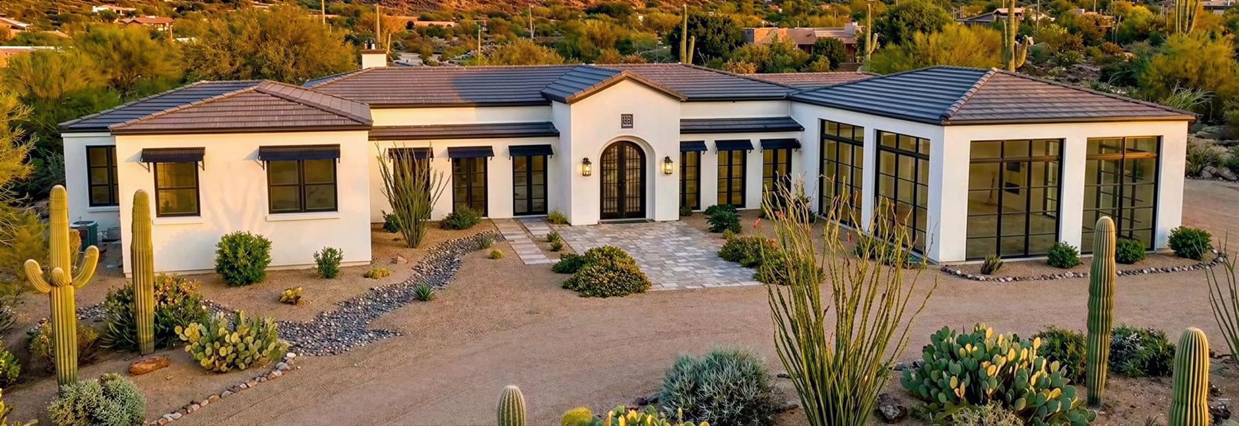 Aerial rendering of the Sunset Valley contemporary study