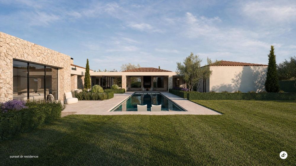 Rear lawn and pool