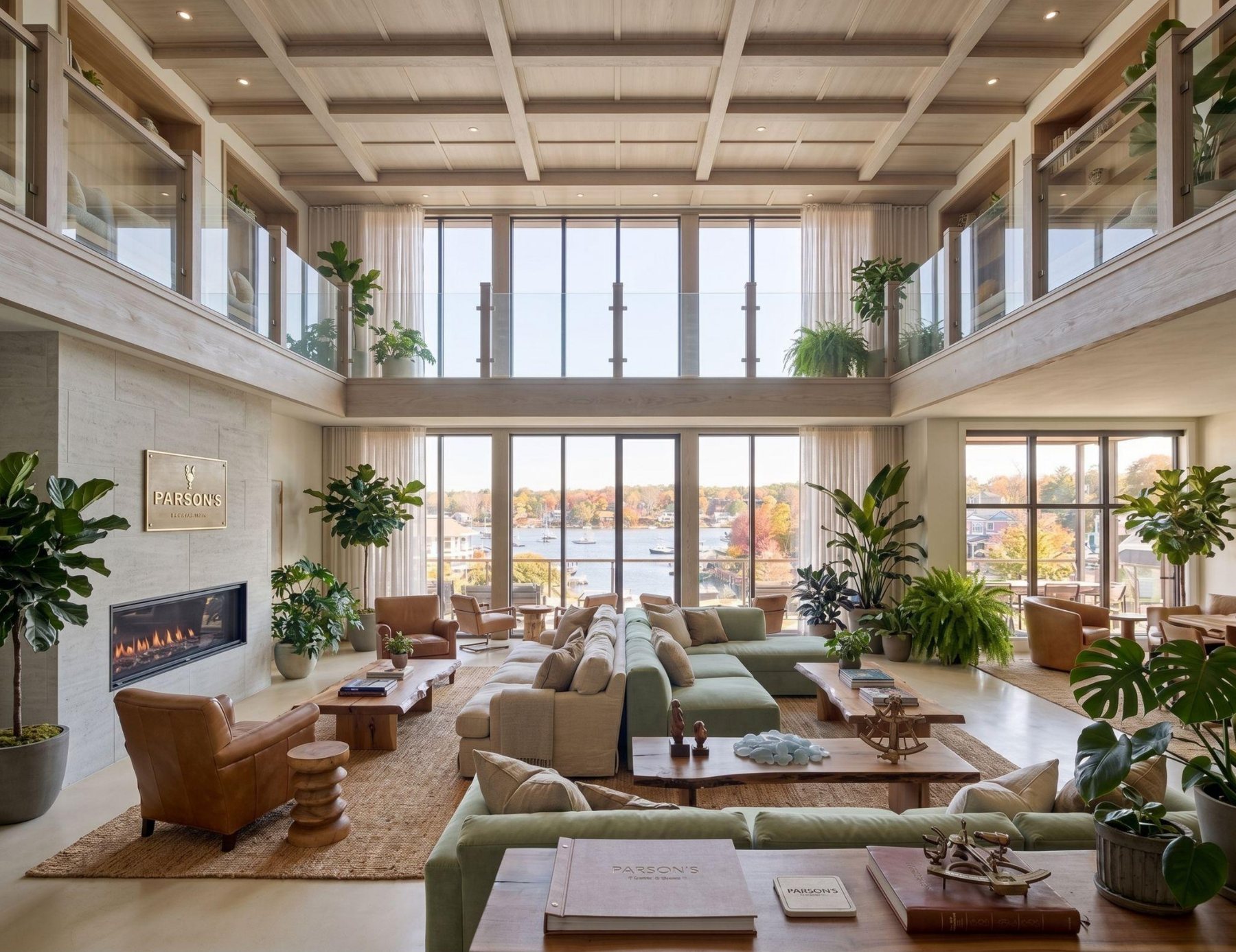 Welch House double-height lounge, architect's interior rendering
