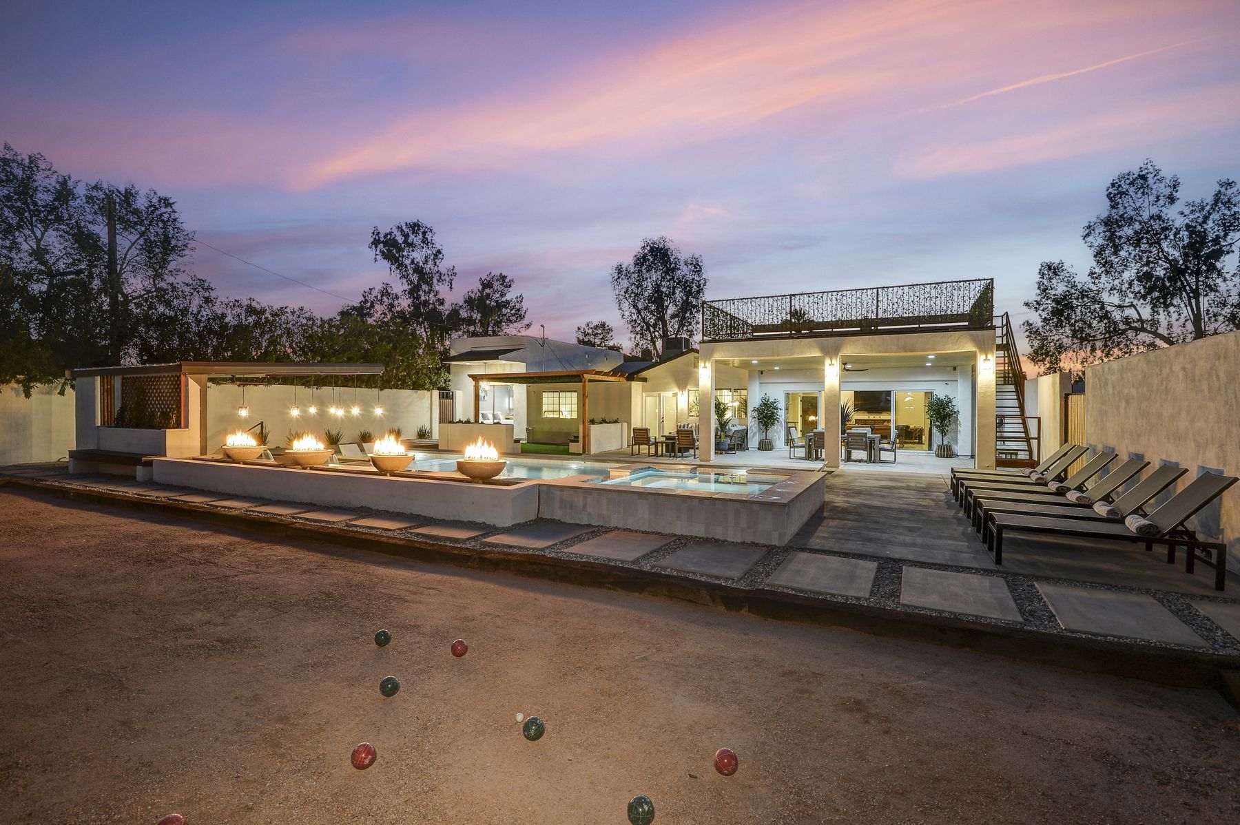 Wild West Estate at dusk, completed
