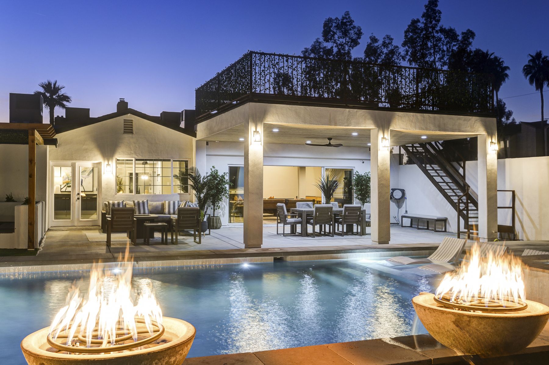 Wild West Estate pool at night