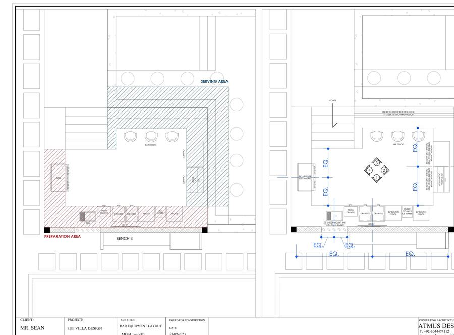 Bar equipment layout