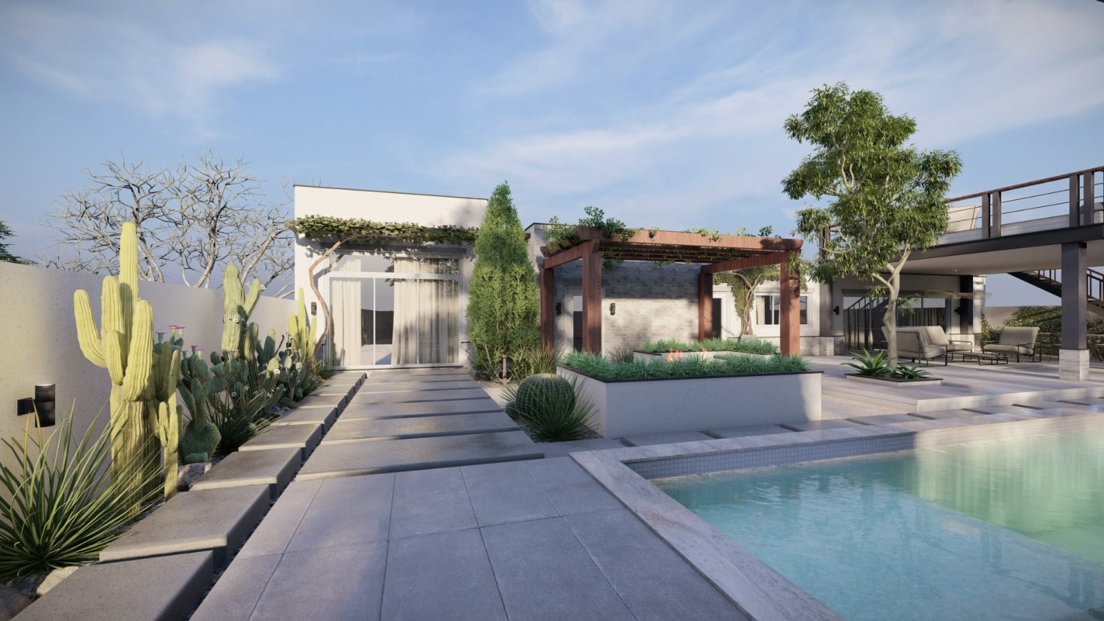 Courtyard pool, photoreal study