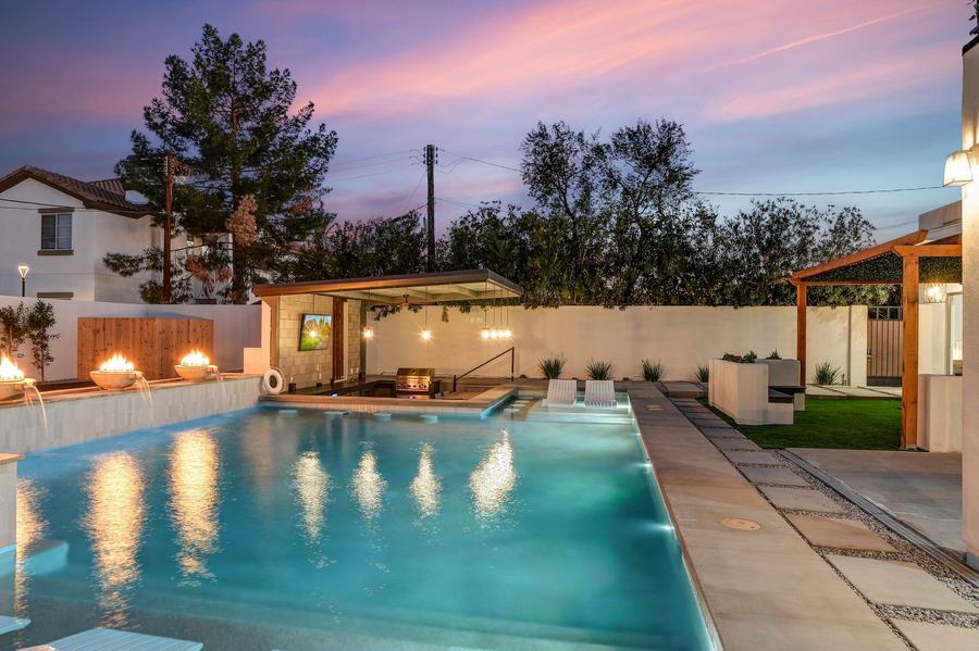 Pool at sunset