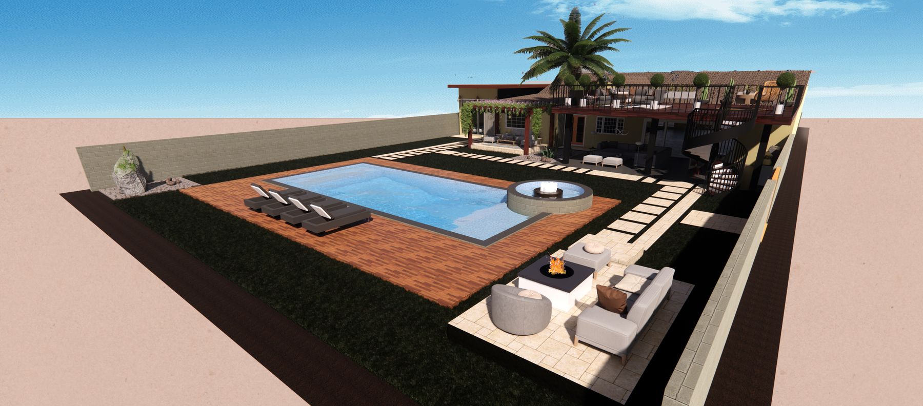 2022 rendering of the Wild West Estate pool